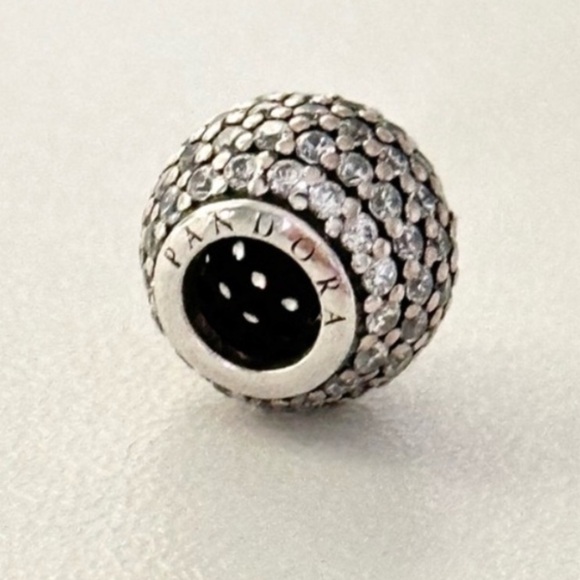 Pandora Clear CZ Pave Lights Sparkly Round Ball Bead Charm - Picture 4 of 6